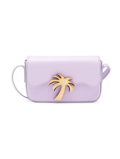 Shop Palm Angels Women's Palm Beach Leather Baguette In Lilac Gold