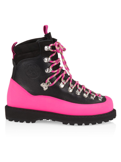 Shop Diemme Women's Everest Suede Lace-up Boots In Black Pink
