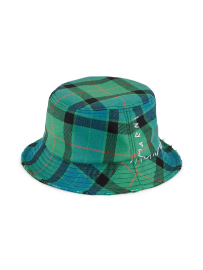 Shop Marni Men's Plaid Wool Bucket Hat In Peacock