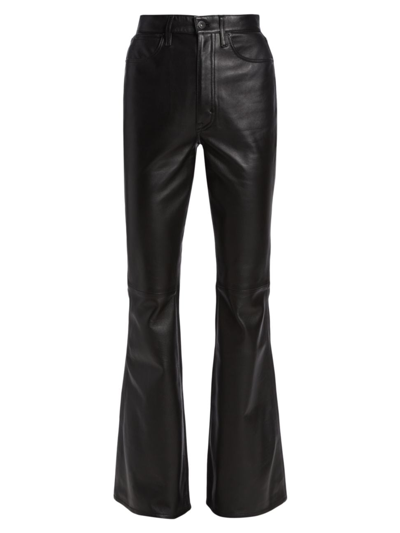 Shop Slvrlake Women's Indiana Leather High-rise Flare Jeans In Black