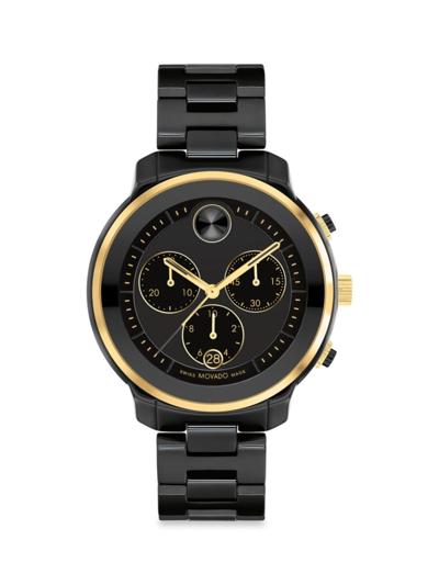 Shop Movado Women's Bold Verso Goldtone Stainless Steel & Ceramic Watch In Black