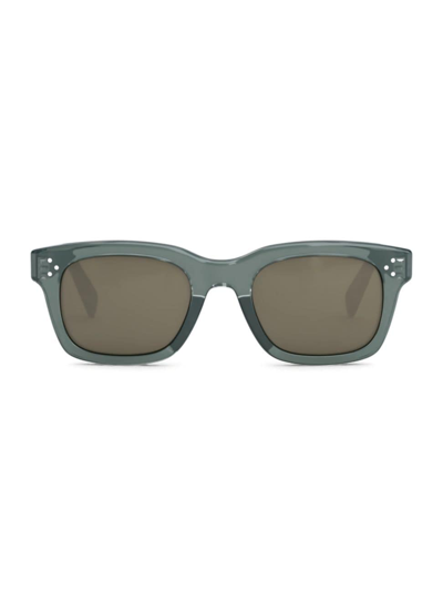 Shop Celine Men's Transparent 51mm Plastic Sunglasses In Green