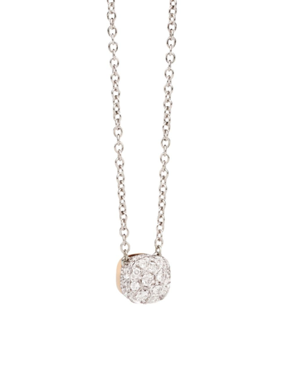 Shop Pomellato Women's Nudo Two-tone 18k Gold & Diamond Pendant Necklace In White Gold
