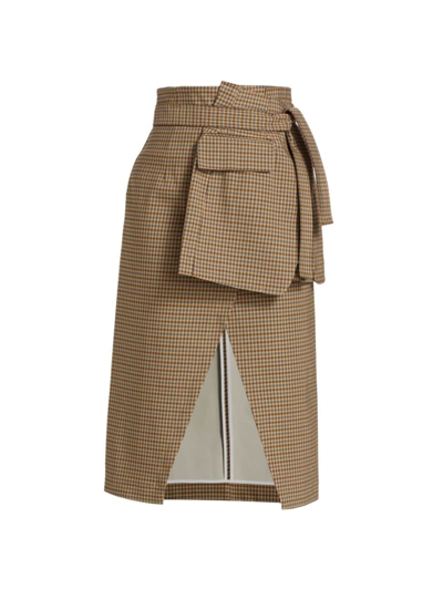 Shop A.w.a.k.e. Women's Basque Deconstructed Midi Skirt In Beige Gingham