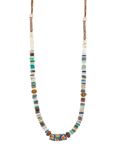 Shop Room Service Women's Africa Massai 24k Gold-plate Beaded Multi-stone Necklace In Blue
