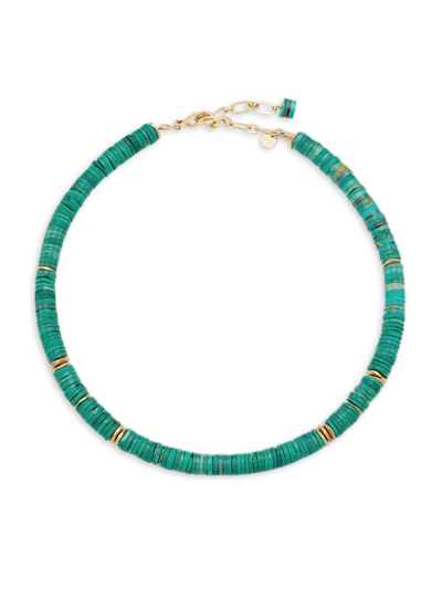 Shop Room Service Women's Puka Hawai 24k Gold-plate & Arizona Turquoise Necklace In Blue