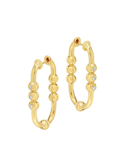 Shop State Property Women's Markeli 18k Yellow Gold & Diamond Oval Hoop Earrings