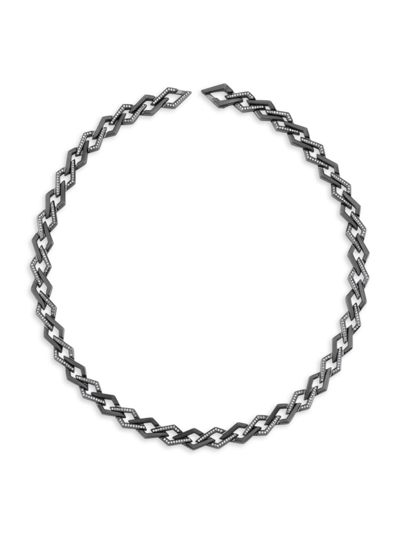 Shop Ascher Women's Luminescence Tidal Pull Black Rhodium-plate & Diamond Necklace