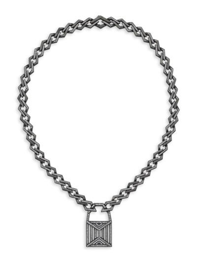 Shop Ascher Women's Luminescence Black Rhodium-plate & Diamond Medium Lucid Dream Necklace