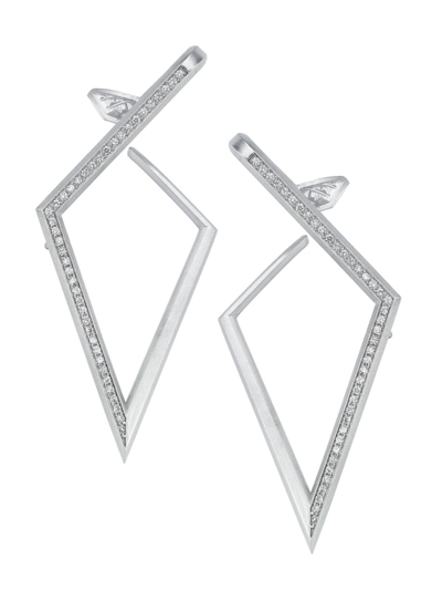 Shop Ascher Women's Luminescence 18k White Gold & Diamond Trident Earrings