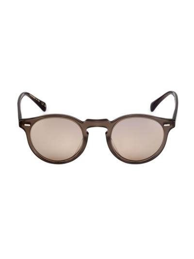 Shop Oliver Peoples Men's Gregory Peck 50mm Phantos Round Sunglasses In Grey