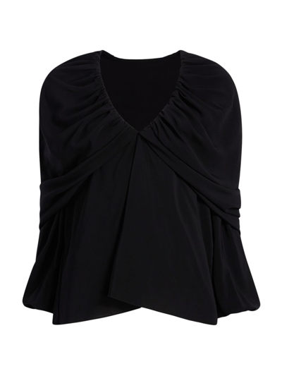 Shop Another Tomorrow Women's Gathered Cape Blouse In Black