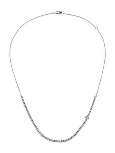 Shop Stephanie Gottlieb Women's 14k White Gold, 1.35 Tcw Diamond, & Sapphire Necklace In Pink