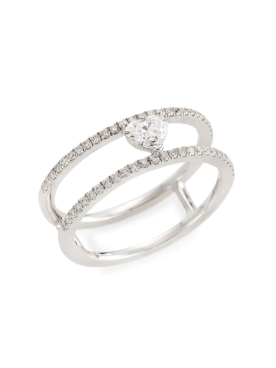 Shop Stephanie Gottlieb Women's 14k White Gold & Heart Diamond Bar Ring
