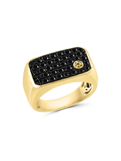 Shop Saks Fifth Avenue Men's 14k Yellow Gold & 1.38 Tcw Black Diamond Ring
