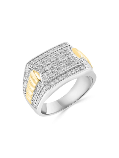 Shop Saks Fifth Avenue Men's Two-tone 14k Gold & 1.45 Tcw Diamond Ring In White