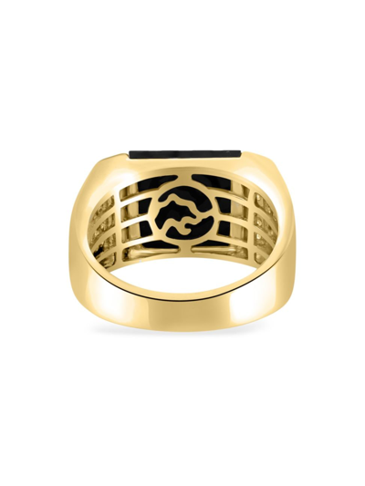 Shop Saks Fifth Avenue Men's 14k Yellow Gold, 0.63 Tcw Diamond & Agate Ring