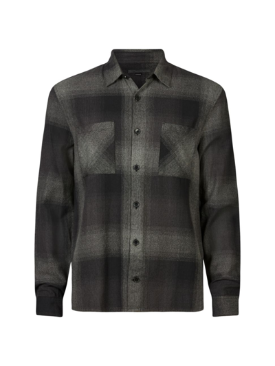 Shop John Varvatos Men's Cole Plaid Long-sleeve Shirt In Black