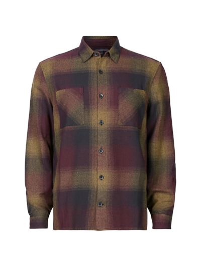 Shop John Varvatos Men's Cole Plaid Long-sleeve Shirt In Dark Plum