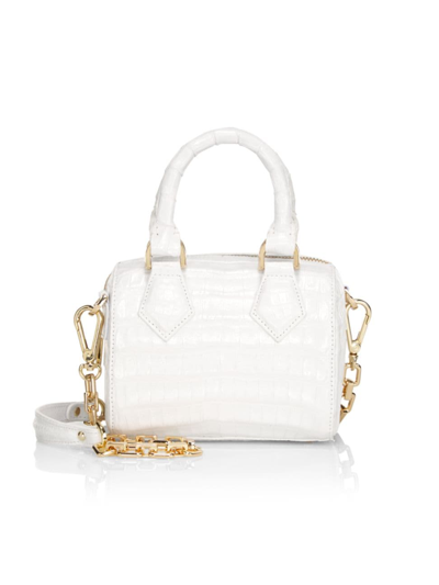 Shop Maria Oliver Women's Small Lilly Crocodile Leather Bowler Bag In Bianco