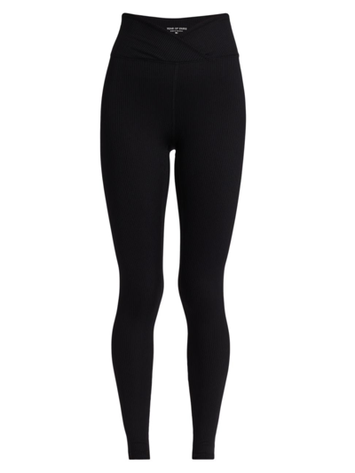 Shop Year Of Ours Women's Veronica Crossover Rib-knit Leggings In Black