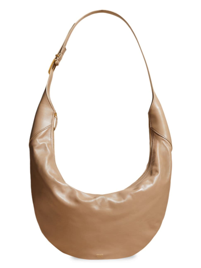 Shop Khaite Women's August Leather Hobo Bag In Taupe