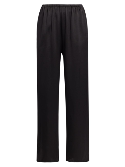 Shop Totême Women's Wide-leg Silk Pants In Black