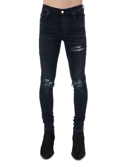 Shop Amiri Men's Mx1 Distressed Skinny Jeans In Aged Black