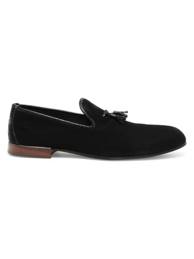 Shop Tom Ford Men's Velvet Loafers In Black