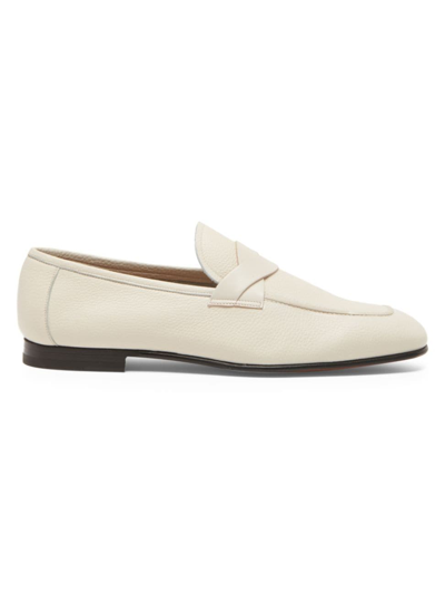 Shop Tom Ford Men's Leather Grain Loafers In Marble
