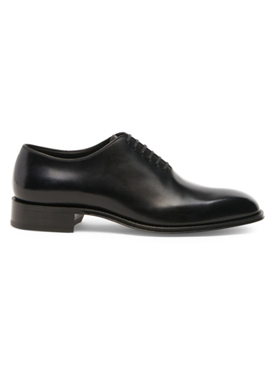 Shop Tom Ford Men's Burnished Leather Lace-up Oxfords In Black