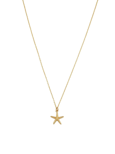 Shop Oradina Women's 14k Yellow Solid Gold Starfish Pendant Necklace In Yellow Gold