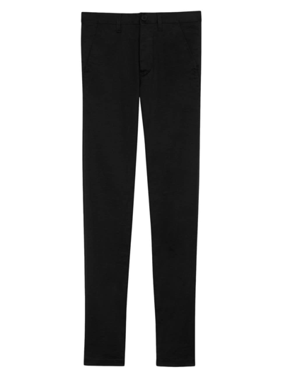 Shop Saint Laurent Men's Chino Pants In Black Raw Stretch Gabardine