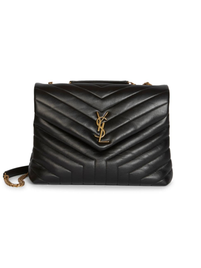 Shop Saint Laurent Women's Loulou Medium Chain Bag In Quilted "y" Leather In Nero