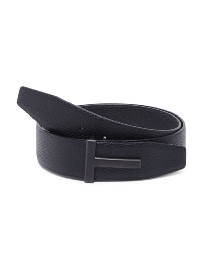 Shop Tom Ford Men's Reversible Leather Belt In Black