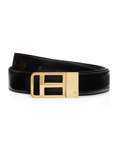 Shop Tom Ford Men's Reversible Leather Belt In Black