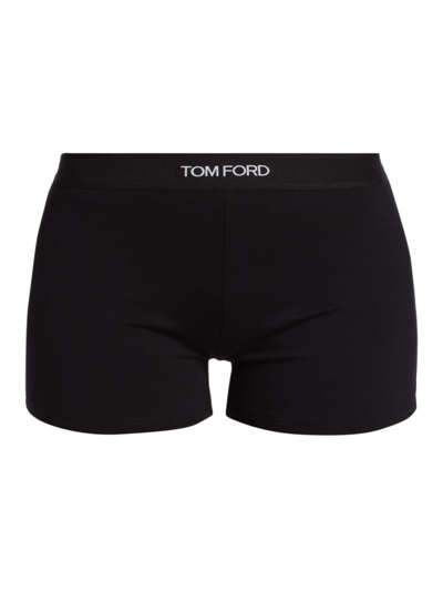 Shop Tom Ford Women's Modal Signature Boxer Shorts In Black
