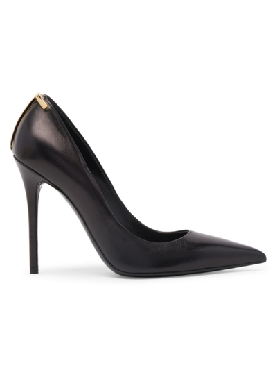 Shop Tom Ford Women's Logo Leather Pumps In Black