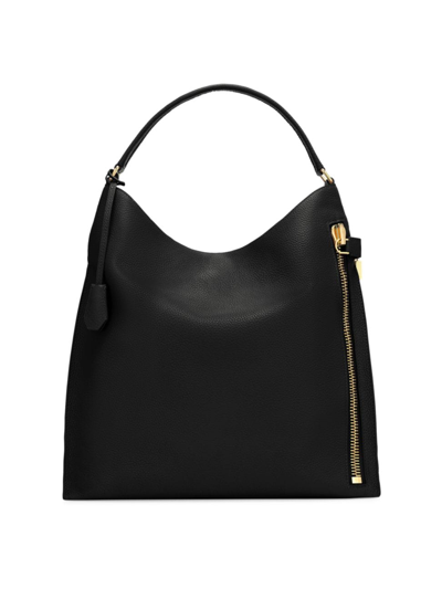 Shop Tom Ford Women's Small Alix Leather Hobo Bag In Black