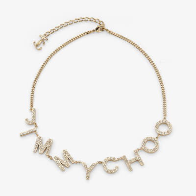 Shop Jimmy Choo Necklace In Gold/crystal
