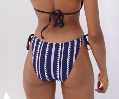 Shop Lemlem Nunu String Bikini Bottom In Navy In Multi
