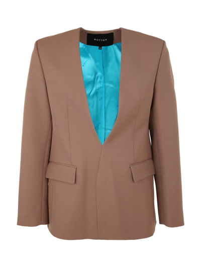 Botter V Neck Midi Dress In Wool Suit Sand