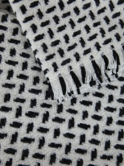 Shop Oats &amp; Rice Cross Pattern Twill Cashmere Scarf In Monochrome
