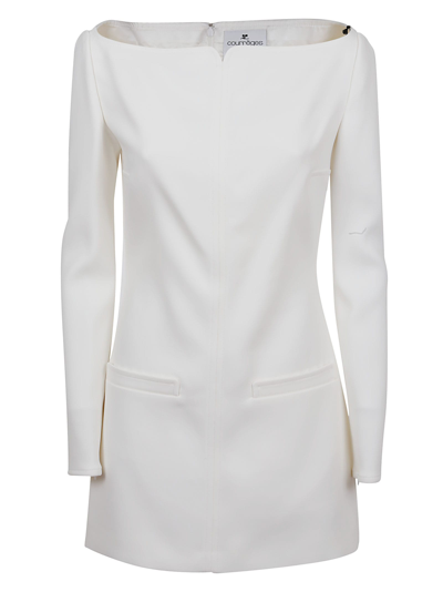 Shop Courrèges Crepe Swallow Dress In Heritage White
