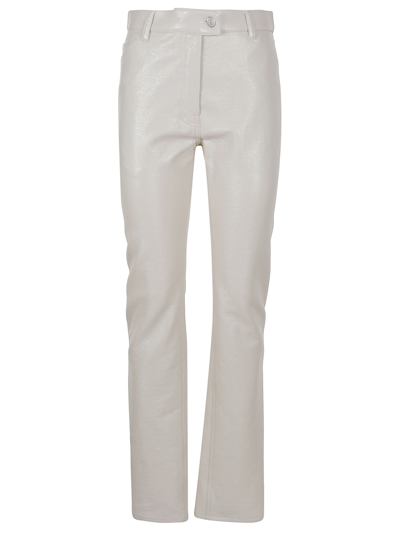 Shop Courrèges Vinyl Adjusted Straight Pants In Off White