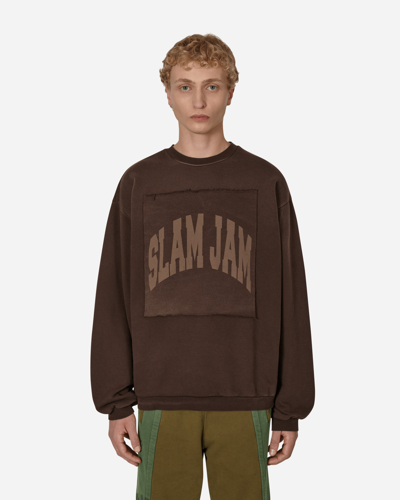 Shop Slam Jam Boxy Crewneck Sweatshirt In Brown