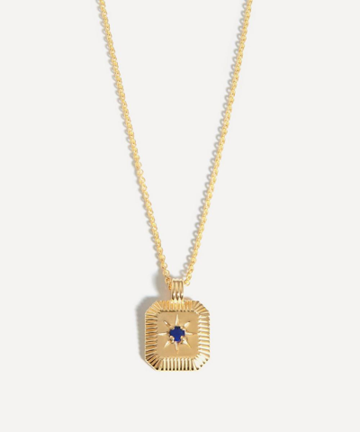 Missoma 18ct Gold-plated Vermeil Silver Engravable September Birthstone Star Ridge Pendant Necklace In Gold
