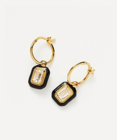 Shop Missoma 18ct Gold-plated Vermeil Silver Enamel And Stone Charm Mini Hoop Earrings