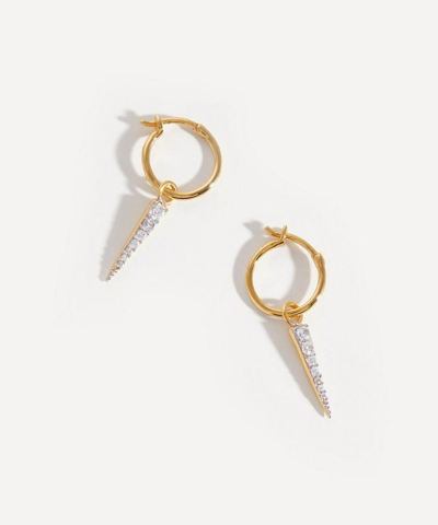 Missoma 18ct Gold Plated Vermeil Silver Mini Cubic Zirconia Pave Spike Charm Hoop Earrings In Gold