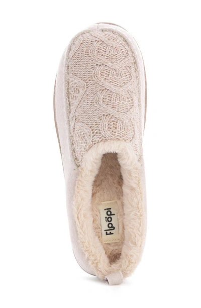 Floopi Tori Cable Knit Faux Shearling Slipper In Blush